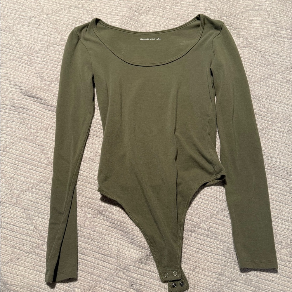 Abercrombie and Fitch Olive Green Long Sleeve Bodysuit